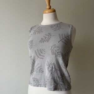 Robert Scott Silk Blend Beaded Sweater Tank • Grey Sleeveless Knit • Size Small
